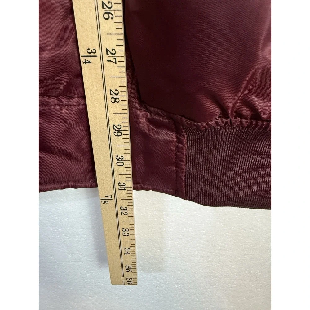 Southpole Mens Bomber Jacket Full Zip Puffer Coat Sz XL Y2K Burgundy Satin